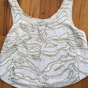 Parker white sequin animal print top M